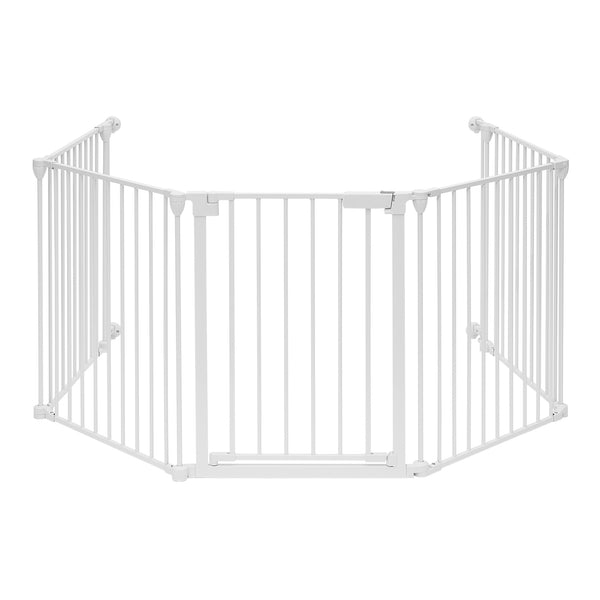 Extra Wide Baby Gate, Adjustable Pet Gate, Metal Play Yard for Toddler/Pet/Dog Christmas Tree Fence, Adjustable 5 Metal Panels, Hardware Mounted