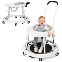 Wismind Baby Walker Foldable with 9 Adjustable Heights, Baby Walkers and Activity Center for Boys Girls Babies 6-12 Months, Baby Walker and Bouncer Combo with Wheels Portable Anti-Rollover