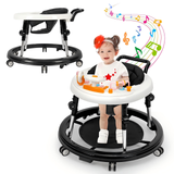 Wismind Music and Lights Baby Walker Foldable with 9 Adjustable Heights, Baby Walker with Wheels Portable, Baby Walkers and Activity Center for Boys Girls Babies 7-18 Months( Music-Black)