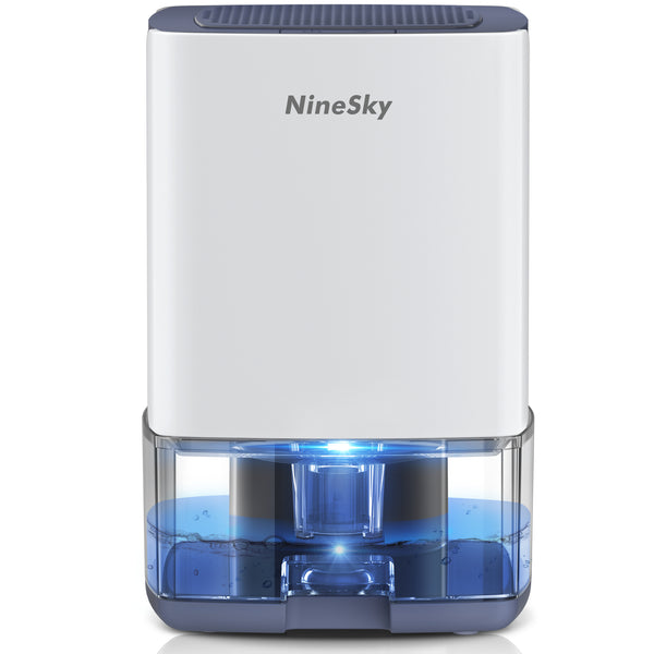 NineSky Dehumidifier for Home, 30oz Water Tank,(300 sq.ft) Dehumidifiers for Bedroom, Bathroom, Basement with 7 Colorful Lights, Auto Shut Off(C1 White/Blue)