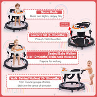 Wismind Baby Walker Foldable with 9 Adjustable Heights, Baby Walker with Wheels Portable, Baby Walkers and Activity Center for Boys Girls Babies 7-18 Months (New-Black)