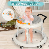 NVW Music and Lights Baby Walker Foldable with 9 Adjustable Heights, Baby Walker with Wheels Portable, Baby Walkers and Activity Center for Boys Girls Babies 7-18 Months (New-White)