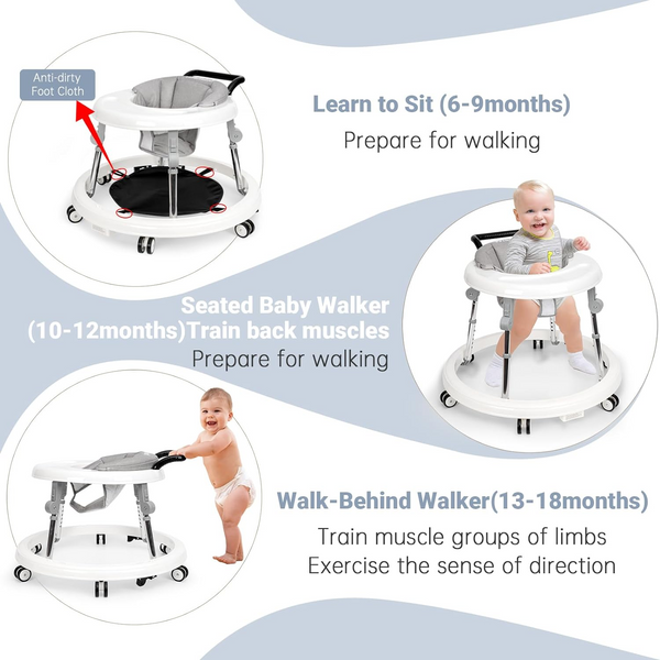 Wismind Baby Walker Foldable with 9 Adjustable Heights Baby Walkers a rechar.inc