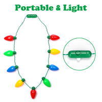 CPPSLEE Christmas Light Up Bulb Necklace, Ugly Sweater Party Favor Christmas Light Necklace, Xmas Decorations with 9 LED Bulbs