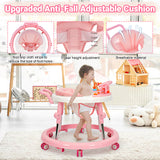 NVW Music and Lights Baby Walker Foldable with 9 Adjustable Heights, Baby Walker with Wheels Portable, Baby Walkers and Activity Center for Boys Girls Babies 7-18 Months (New-Pink)