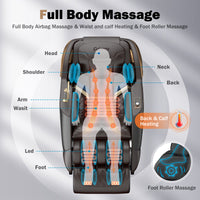 Massage Chair Full Body, Zero Gravity SL-Track Shiatsu Massage Recliner Chair with Body Scan, Airbags, Foot Rollers, Deep Yoga Stretch, Heating (U1-Brown)