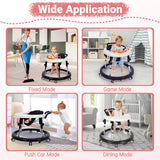 Wismind Baby Walker Foldable with 9 Adjustable Heights, Baby Walker with Wheels Portable, Baby Walkers and Activity Center for Boys Girls Babies 7-18 Months (New-Black)