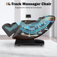 Massage Chair Full Body, Zero Gravity SL-Track Shiatsu Massage Recliner Chair with Body Scan, Airbags, Foot Rollers, Deep Yoga Stretch, Heating (U1-Brown)