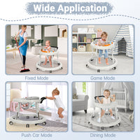 Wismind Music and Lights Baby Walker Foldable with 9 Adjustable Heights, Baby Walker with Wheels Portable, Baby Walkers and Activity Center for Boys Girls Babies 7-18 Months(Music-White)