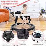 NVW Music and Lights Baby Walker Foldable with 9 Adjustable Heights, Baby Walker with Wheels Portable, Baby Walkers and Activity Center for Boys Girls Babies 7-18 Months (New-Black