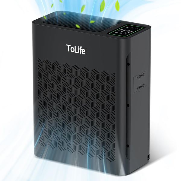 ToLife Air Purifiers for Home Large Room Up to 1295 Ft² with PM 2.5 Display Air Quality Sensor, Auto Mode, Timer, HEPA Air Purifier for Bedroom Filters Smoke, Pollen, Pet Dander, Allergies, Black