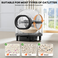 Self Cleaning Cat Litter Box, Large Automatic Cat Litter Box for Multiple Cats with APP Control Odor Removal Safety Protection 2 Rolls Garbage Bags, White & Black